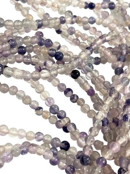 4mm Fluorite Natural Gemstone Round Shape Handmade Beads Full Strand 15.5" Long for Healing Energy Yoga Chakra For Jewelry Making