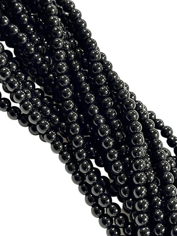 4mm Black Onyx Natural Gemstone Round Shape Handmade Beads Full Strand 15.5" Long for Healing Energy Yoga Chakra For Jewelry Making