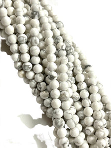 4mm White Howlite Turquoise Gemstone Round Shape Handmade Beads Full Strand 15.5" Long for Healing Energy Yoga Chakra For Jewelry Making