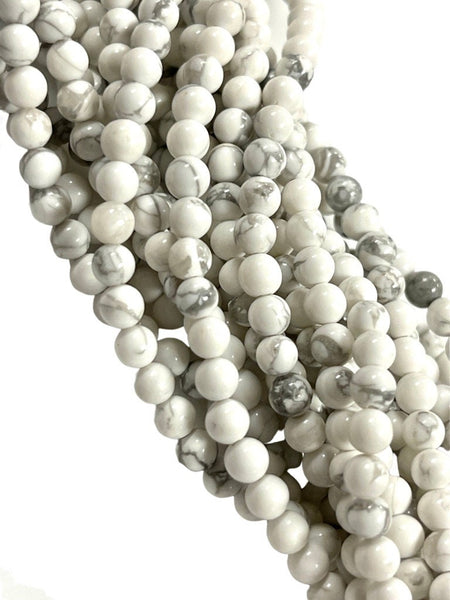 4mm White Howlite Turquoise Gemstone Round Shape Handmade Beads Full Strand 15.5" Long for Healing Energy Yoga Chakra For Jewelry Making