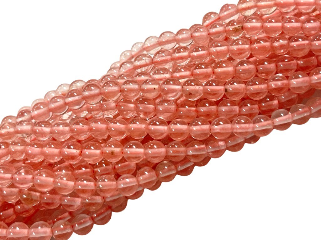 4mm Cherry Quartz Gemstone Round Shape Handmade Beads Full Strand 15.5" Long for Healing Energy Yoga Chakra For Jewelry Making