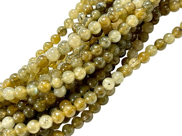 4mm Olive Labradorite Gemstone Round Shape Handmade Beads Full Strand 15.5" Long for Healing Energy Yoga Chakra For Jewelry Making