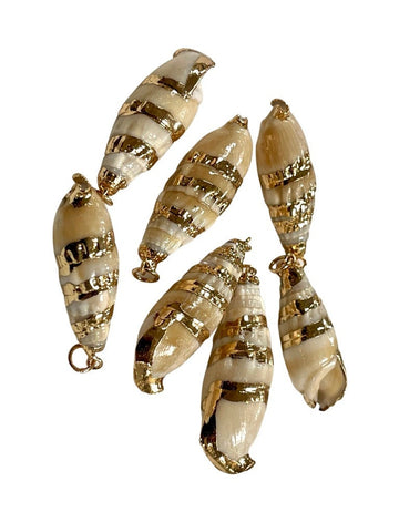 2 Pieces Cowrie Seashell Charm, 2 Pc Gold Plated Seashells, Scallop Beach Shell Ocean Charms For Jewelry Making Bracelets Earrings, Necklace