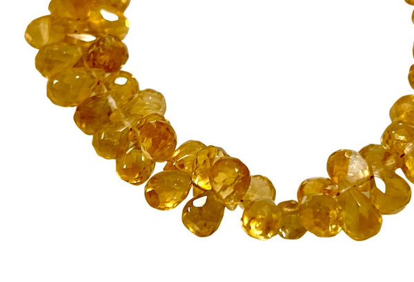 AAA Citrine Natural Gemstone Faceted Drops Shape Beads Strand Genuine Semi Precious Citrine Tear Drops Briolette Gemstone Beads