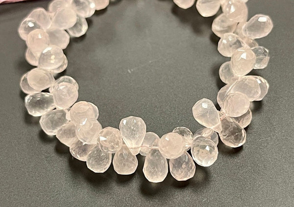 African Rose Quartz Natural Gemstone Faceted Drops Shape Beads Strand Genuine Semi Precious Rose Quartz Tear Drops Briolette Gemstone Beads