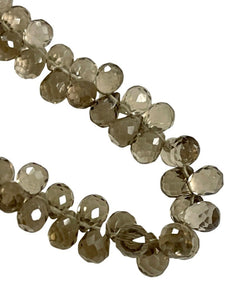 Smoky Quartz Natural Gemstone Faceted Drops Shape Beads Strand Genuine Semi Precious Smoky Quartz Tear Drops Briolette Gemstone Beads