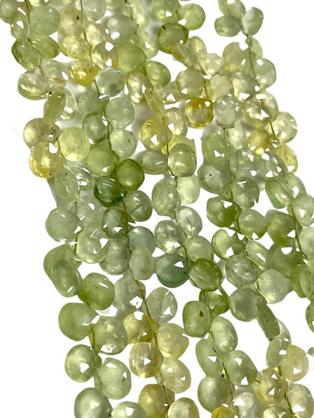 Multi Tone Prehnite Natural Gemstone Faceted Heart Shape Beads, Handmade Beads Size 8mm Semi Precious Gemstone Beads For Jewelry Making