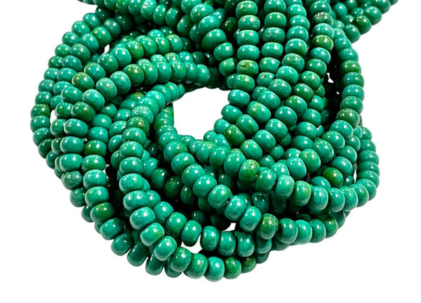 Green Turquoise Smooth Rondell Beads , Beads Size 6mm 15.5" Long Strand Blue Turquoise Gemstone Beads for Jewelry Making