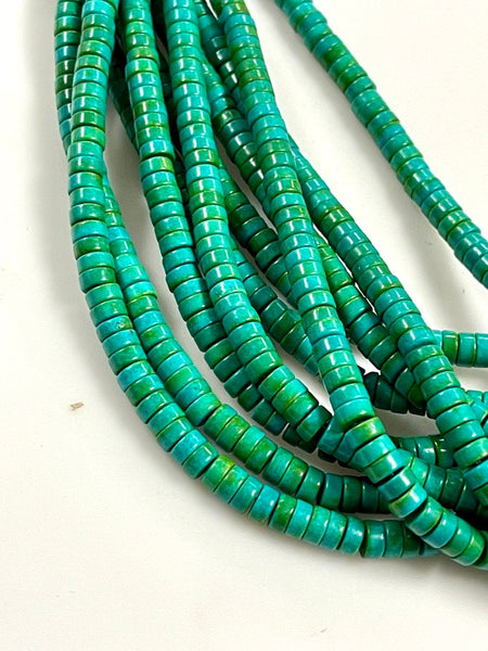 Turquoise Gemstone Heishi Disc Shape, Tyre Shape Beads Strand Size 6x2mm 15.5" Long Strand Green Turquoise Gemstone Beads for Jewelry Making
