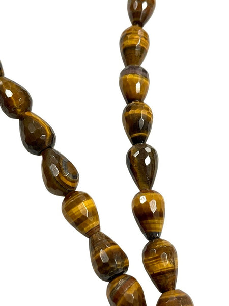 Tiger Eye Natural Gemstone Faceted Drops Shape Beads 15x10mm Yoga Healing Energy Gemstone Loose Beads for Jewelry Making Wholesale Beads