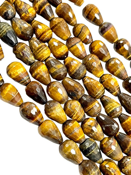 Tiger Eye Natural Gemstone Faceted Drops Shape Beads 15x10mm Yoga Healing Energy Gemstone Loose Beads for Jewelry Making Wholesale Beads