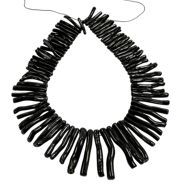 AAA Black Coral Natural Gemstone Branch Beads 60mm-30mm Graduated AAA Quality Full 18 Inch Necklace 80 Branches