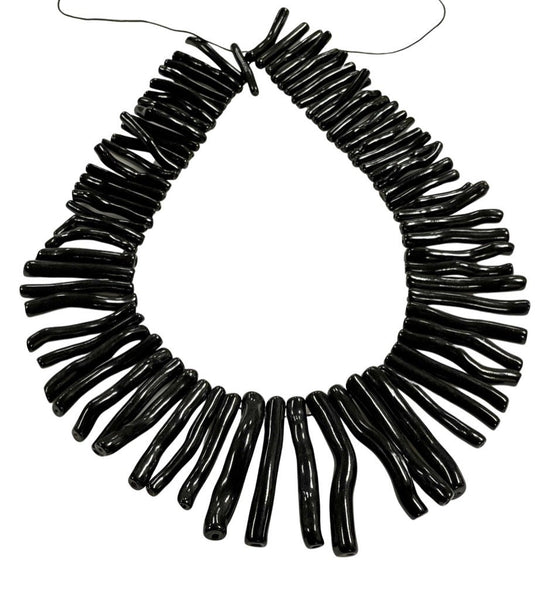 AAA Black Coral Natural Gemstone Branch Beads 60mm-30mm Graduated AAA Quality Full 18 Inch Necklace 80 Branches