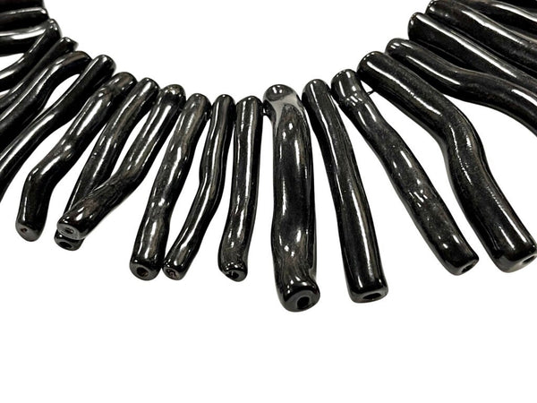 AAA Black Coral Natural Gemstone Branch Beads 60mm-30mm Graduated AAA Quality Full 18 Inch Necklace 80 Branches