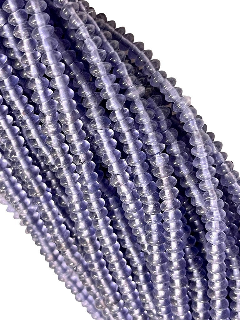 6mm Czech Glass Rondell Shape Crystal Beads, Czech Smooth Handmade Iolite Glass Beads Full Strand, Findings For DIY Jewelry Making Supplies