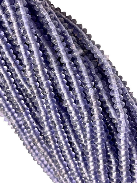 6mm Czech Glass Rondell Shape Crystal Beads, Czech Smooth Handmade Iolite Glass Beads Full Strand, Findings For DIY Jewelry Making Supplies