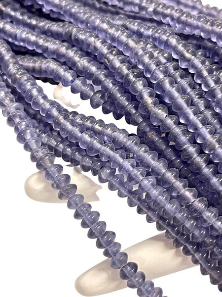 6mm Czech Glass Rondell Shape Crystal Beads, Czech Smooth Handmade Iolite Glass Beads Full Strand, Findings For DIY Jewelry Making Supplies