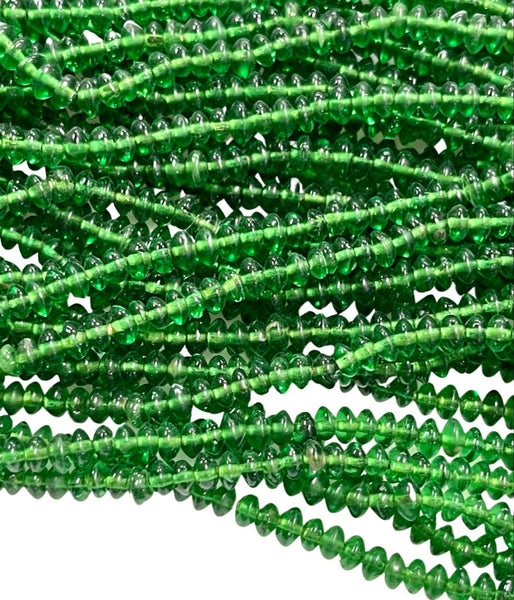 6mm Czech Glass Rondell Shape Crystal Beads, Czech Smooth Handmade Emerald Glass Beads Full Strand, Findings For DIY Jewelry Making Supplies