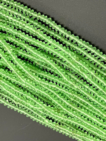 6mm Czech Glass Rondell Shape Crystal Beads, Czech Smooth Handmade Peridot Glass Beads Full Strand, Findings For DIY Jewelry Making Supplies