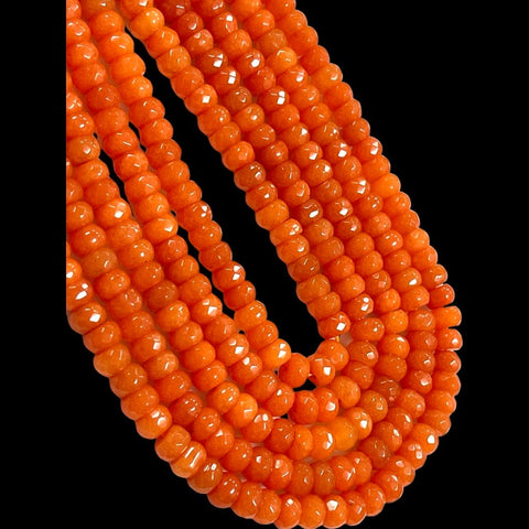 8mm Carnelian Natural Gemstone Faceted Beads Strand, 15-16 Inch Long Orange Beads Healing Energy Gemstone Beads For Jewelry Making