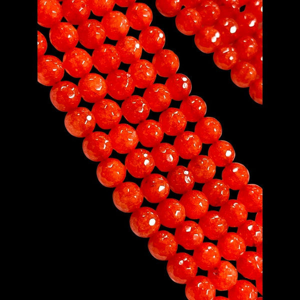 8mm Carnelian Natural Gemstone Faceted Beads Strand, 15-16 Inch Long Orange Beads Healing Energy Gemstone Beads For Jewelry Making