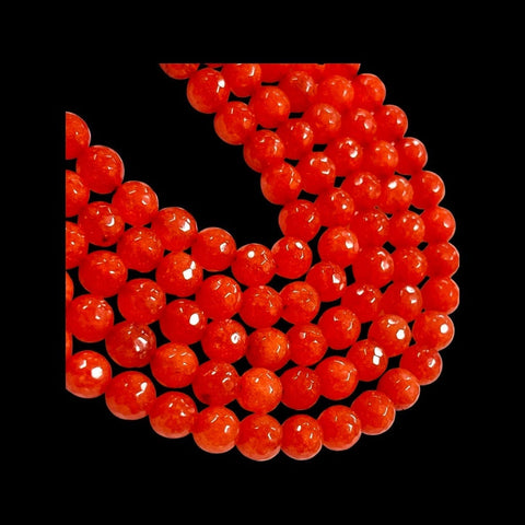 8mm Carnelian Natural Gemstone Faceted Beads Strand, 15-16 Inch Long Orange Beads Healing Energy Gemstone Beads For Jewelry Making