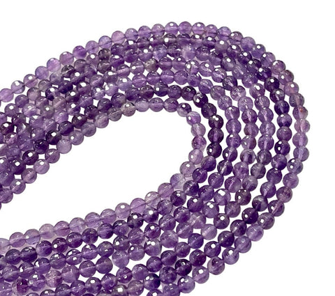 AAA Micro Faceted Natural African Amethyst Round Beads 6mm Laser Diamond Cut Gemstone 15-15.5" Strand