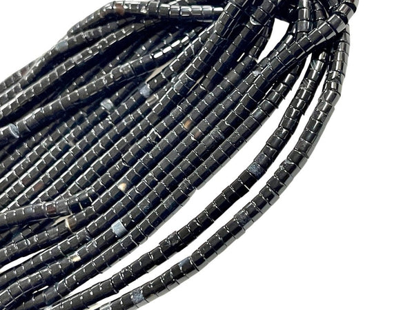 Black Onyx Natural Gemstone Heishi Disc Tyre Shape Beads Strand Size 4mm Yoga Healing Real Gemstone Full 16" Beads Strand For Jewelry