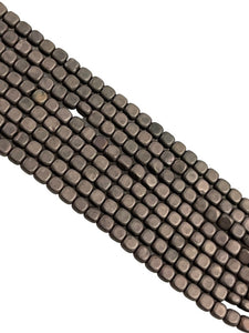 Metallic Brown Color Hematite Natural Gemstone Matte Frosted Finish Cube Square Shape Beads 3mm Full 15.5" Strand For Jewelry Making