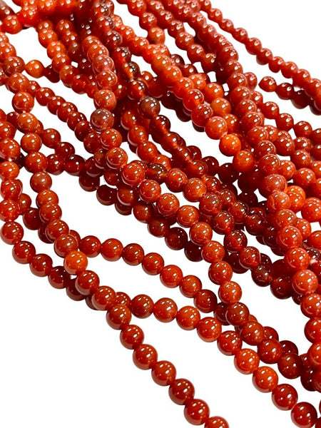 4mm Orange Carnelian Gemstone Round Shape Handmade Beads Full Strand 15.5" Long for Healing Energy Yoga Chakra For Jewelry Making