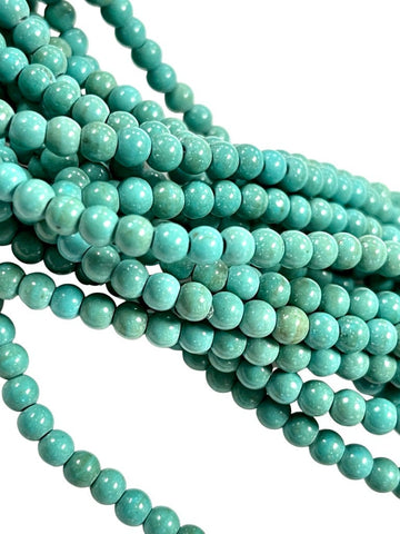 4mm Turquoise Howlite Gemstone Round Shape Handmade Beads Full Strand 15.5" Long for Healing Energy Yoga Chakra For Jewelry Making