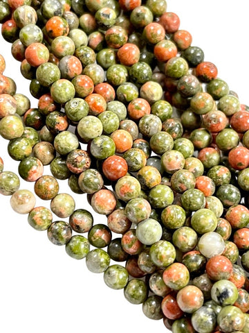 4mm Unakite Natural Gemstone Round Shape Handmade Beads Full Strand 15.5" Long for Healing Energy Yoga Chakra For Jewelry Making