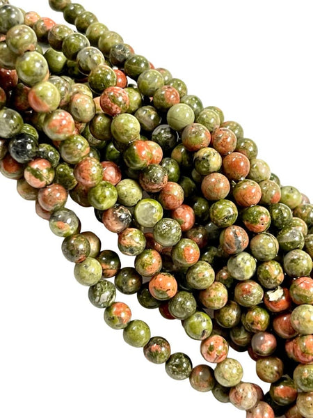 4mm Unakite Natural Gemstone Round Shape Handmade Beads Full Strand 15.5" Long for Healing Energy Yoga Chakra For Jewelry Making