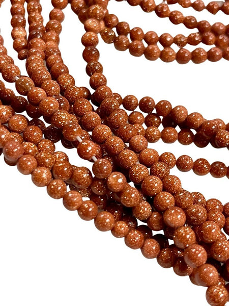 4mm Red Goldstone Natural Gemstone Round Shape Handmade Beads Full Strand 15.5" Long for Healing Energy Yoga Chakra For Jewelry Making