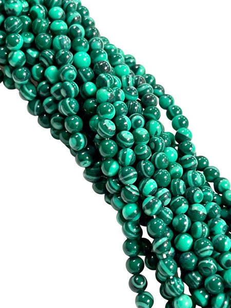 4mm Malachite Gemstone Round Shape Handmade Beads Full Strand 15.5" Long for Healing Energy Yoga Chakra For Jewelry Making