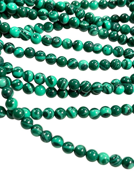 4mm Malachite Gemstone Round Shape Handmade Beads Full Strand 15.5" Long for Healing Energy Yoga Chakra For Jewelry Making
