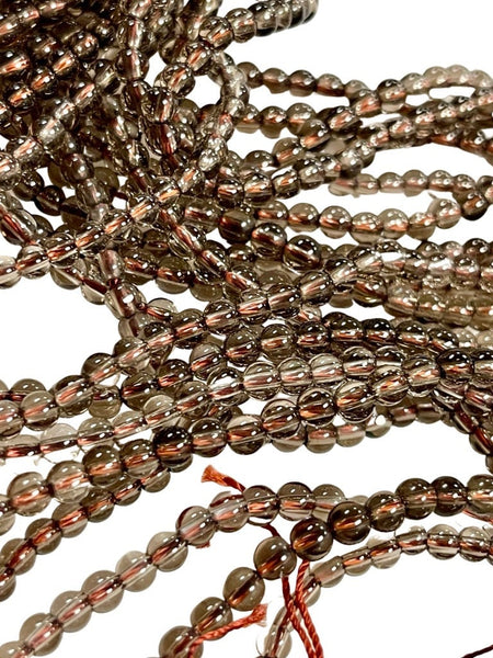 4mm Smoky Quartz Natural Gemstone Round Shape Handmade Beads Full Strand 15.5" Long for Healing Energy Yoga Chakra For Jewelry Making