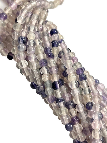 4mm Fluorite Natural Gemstone Round Shape Handmade Beads Full Strand 15.5" Long for Healing Energy Yoga Chakra For Jewelry Making