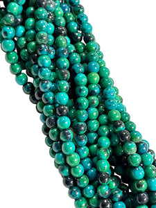 4mm Chrysocolla Gemstone Round Shape Handmade Beads Full Strand 15.5" Long for Healing Energy Yoga Chakra For Jewelry Making