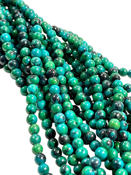 4mm Chrysocolla Gemstone Round Shape Handmade Beads Full Strand 15.5" Long for Healing Energy Yoga Chakra For Jewelry Making