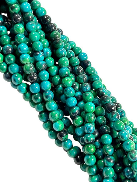 4mm Chrysocolla Gemstone Round Shape Handmade Beads Full Strand 15.5" Long for Healing Energy Yoga Chakra For Jewelry Making