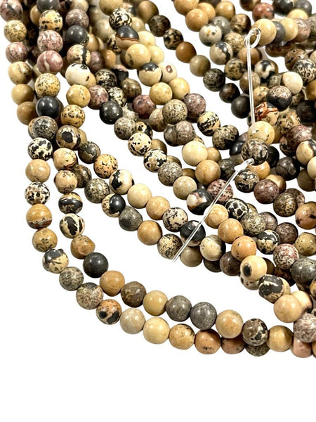 4mm Earth Tone Jasper Natural Gemstone Round Shape Handmade Beads Full Strand 15.5" Long for Healing Energy Yoga Chakra For Jewelry Making