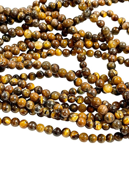 4mm Yellow Tiger Eye Natural Gemstone Round Shape Handmade Beads Full Strand 15.5" Long for Healing Energy Yoga Chakra For Jewelry Making