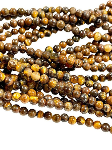 4mm Yellow Tiger Eye Natural Gemstone Round Shape Handmade Beads Full Strand 15.5" Long for Healing Energy Yoga Chakra For Jewelry Making