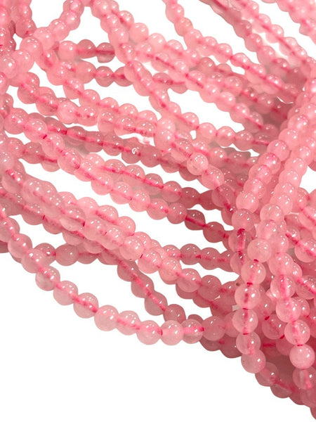 4mm Rose Quartz Gemstone Round Shape Handmade Beads Full Strand 15.5" Long for Healing Energy Yoga Chakra For Jewelry Making