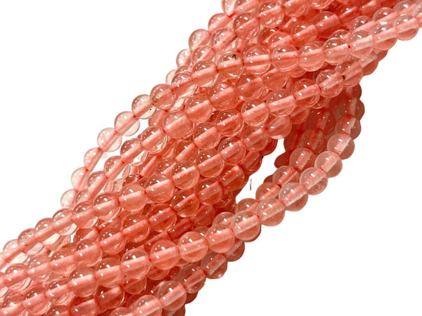 4mm Cherry Quartz Gemstone Round Shape Handmade Beads Full Strand 15.5" Long for Healing Energy Yoga Chakra For Jewelry Making