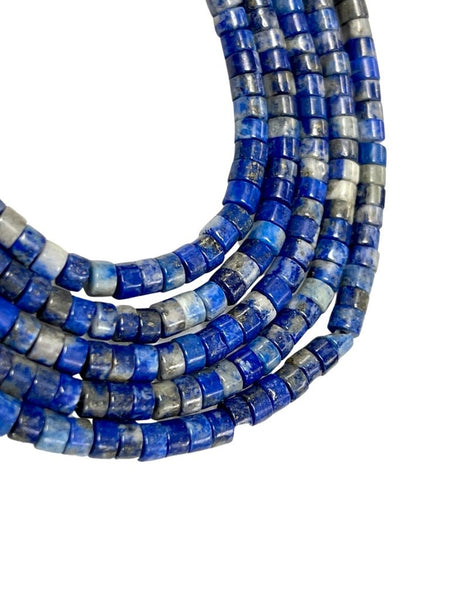 Lapis Lazuli Natural Gemstone Heishi Disc Tyre Shape Beads Strand Size 4mm Yoga Healing Real Gemstone Full 16" Beads Strand For Jewelry