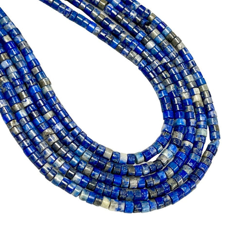 Lapis Lazuli Natural Gemstone Heishi Disc Tyre Shape Beads Strand Size 4mm Yoga Healing Real Gemstone Full 16" Beads Strand For Jewelry