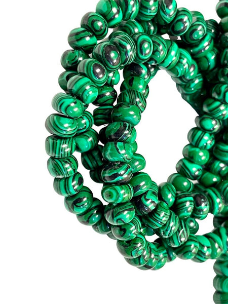 8mm Malachite Gemstone Rondell Shape Handmade Beads Full Strand  Healing Energy Yoga Chakra For Jewelry Making