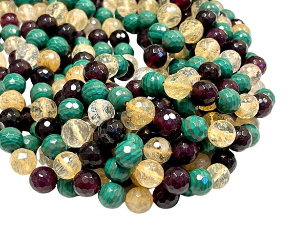 10mm Mixed Gemstone Beads | Faceted Round Gemstone Beads | 10mm Beads  | Beads By The Strand | Loose Beads For DIY Jewelry Making Supplies